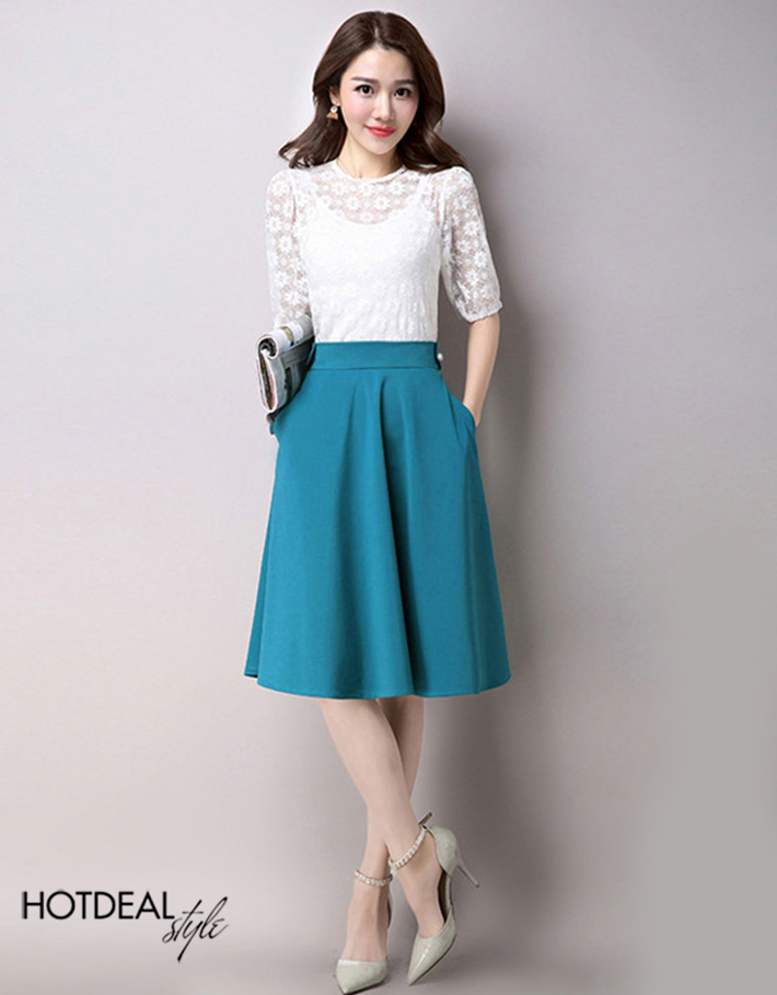 Chân váy dài hàn quốc chân váy xòe màu trắng vintage 2 lớp thanh lịch -  CV05 | Shopee Việt Nam