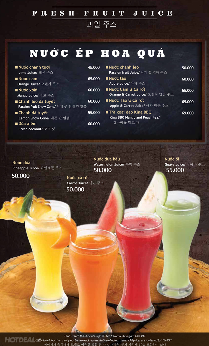 King BBQ Menu Vip 349K - Buffet Nướng Lẩu Đẳng Cấp Vua Nướng Hàn Quốc