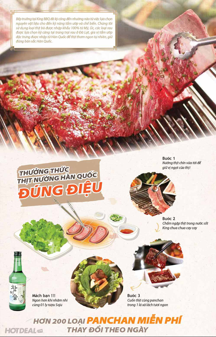 King BBQ Hàng Tre - Nướng Thịt Thả Ga Không Lo Về Giá - Menu 199K - Vua Nướng Hàn Quốc