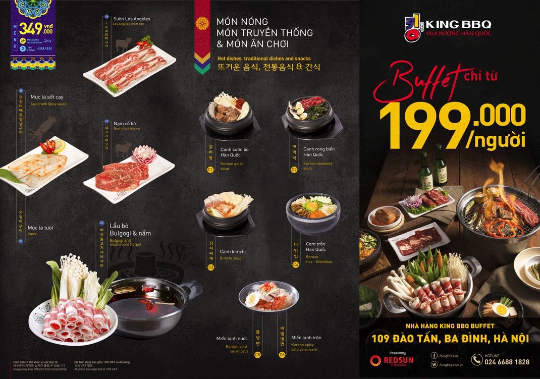 King BBQ Menu 279k, Buffet Nướng Mỏi Tay, Lẩu Nhúng Thả Ga – Vua Nướng ...