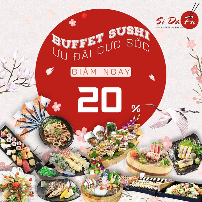 Si Da Fu – Buffet Sashimi, Sushi Và 100 Món Nhật Cao Cấp Không Giới Hạn –  Đã Bao Gồm Quầy Line, Kem, Trái Cây & Nước Uống