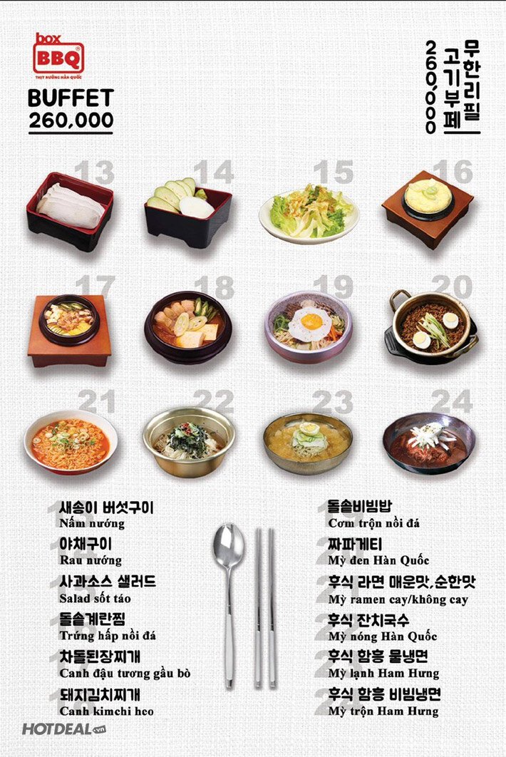 Box BBQ Buffet Chuẩn Vị Hàn Menu Mới Siêu Hấp Dẫn